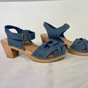 Moheda Swedish Wooden Suede Blue Sandals size 39